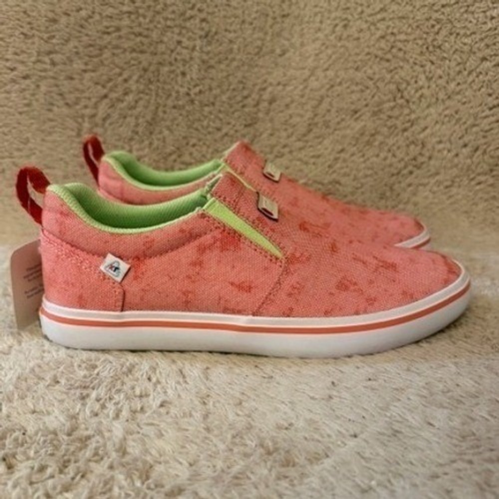 XTRATUF Sharkbyte Womens Salmon Pink Lime Green Slip On Deck‎ Shoes Sneakers W7